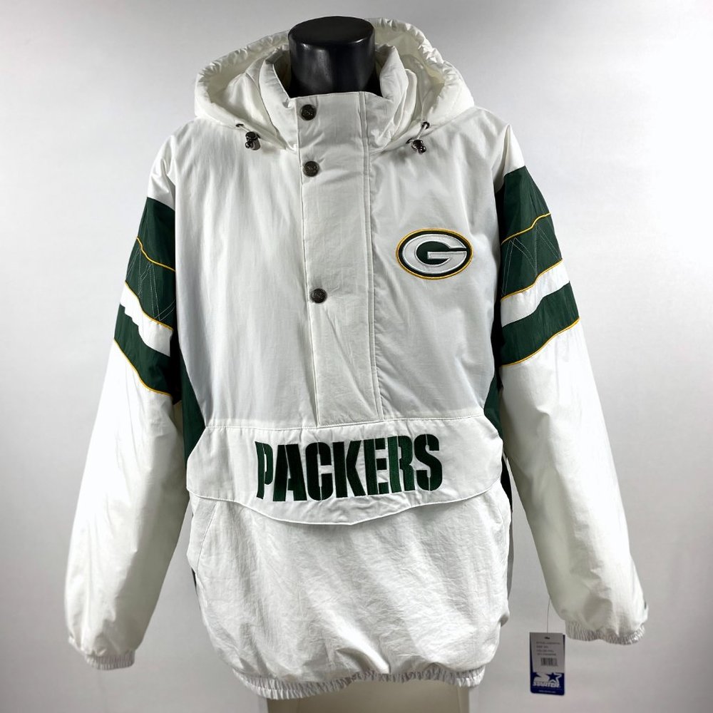 FALL 2023 GREEN BAY PACKERS STARTER Half Zip Pull Over WHITE Jacket S
